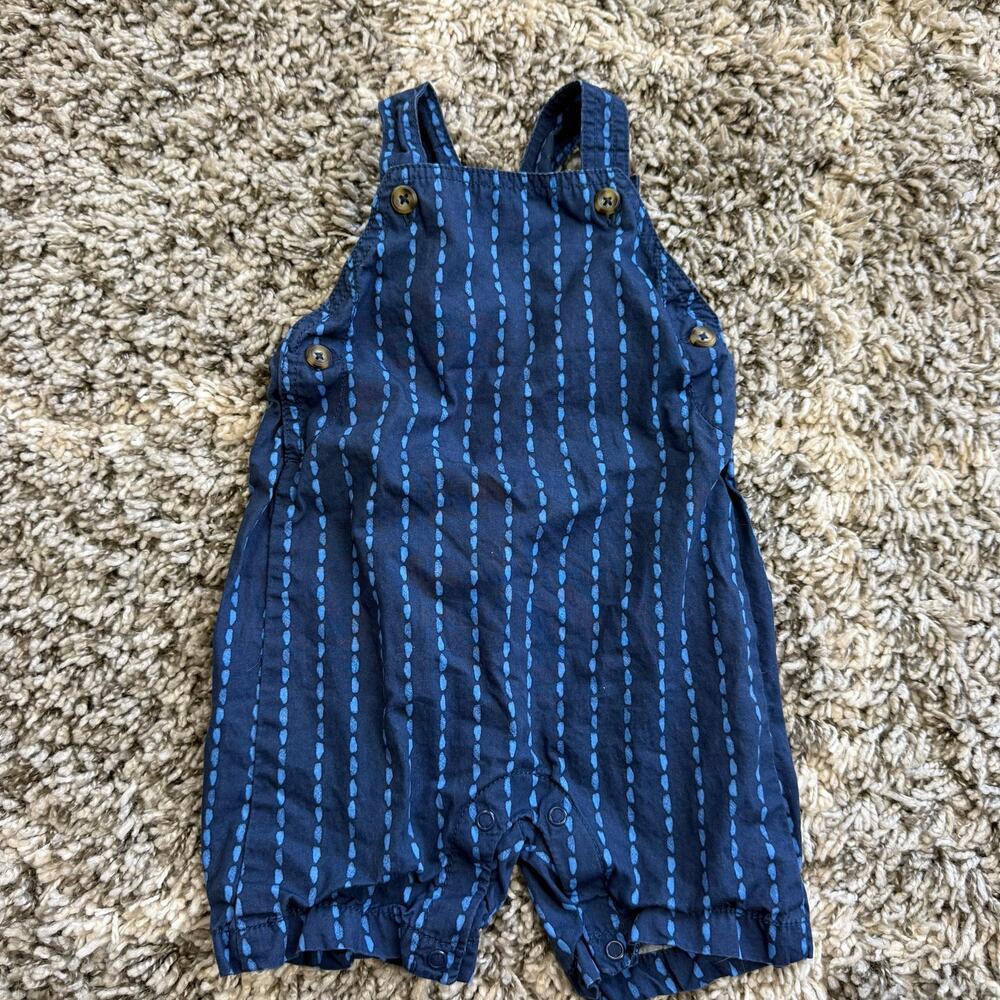 Carter’s Blue Stripe Overalls Baby Toddler Boy 18 Months Shortalls Romper Outfit